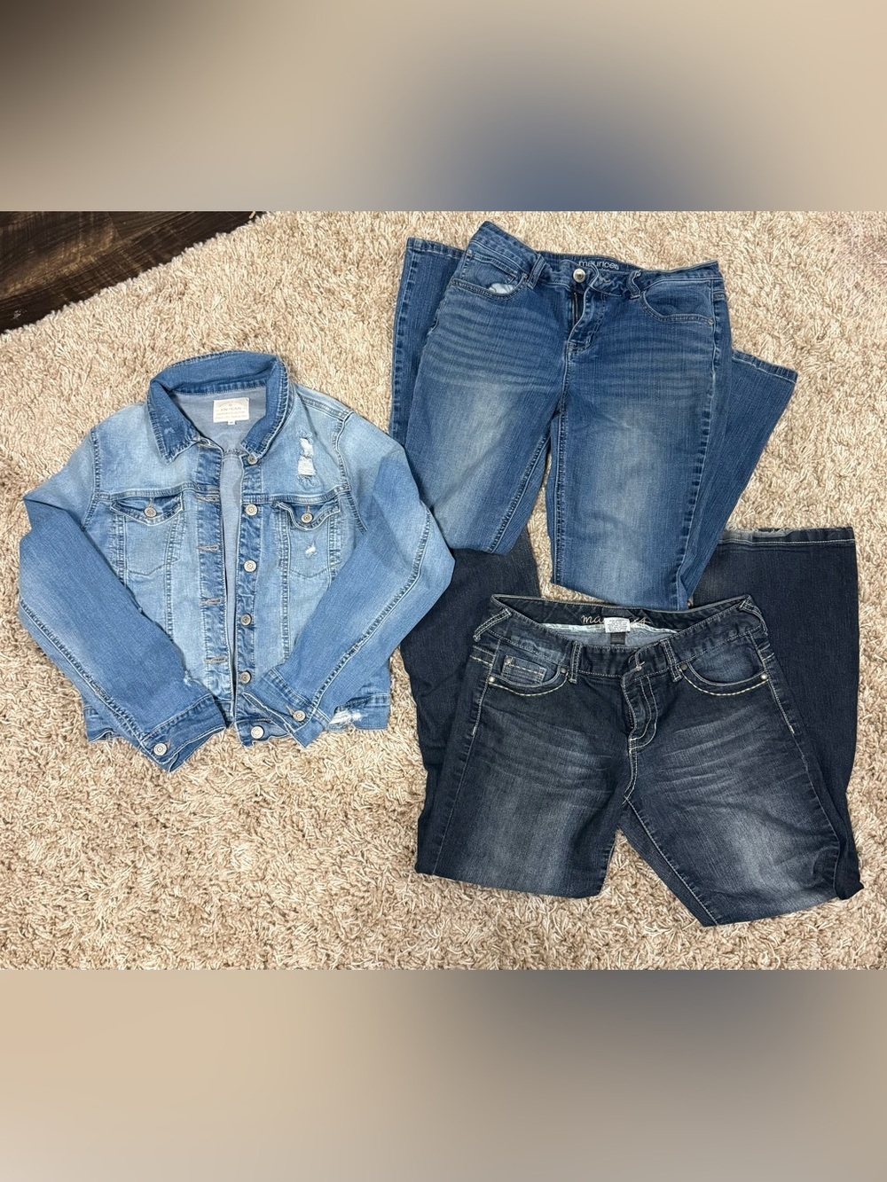 S/M Denim Jacket and Jeans Bundle - Blue Shades